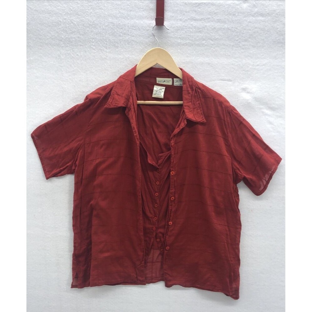 White Stag 2 Piece Shirt Set Size Large 12/14 Red Button Down Short Sleeve